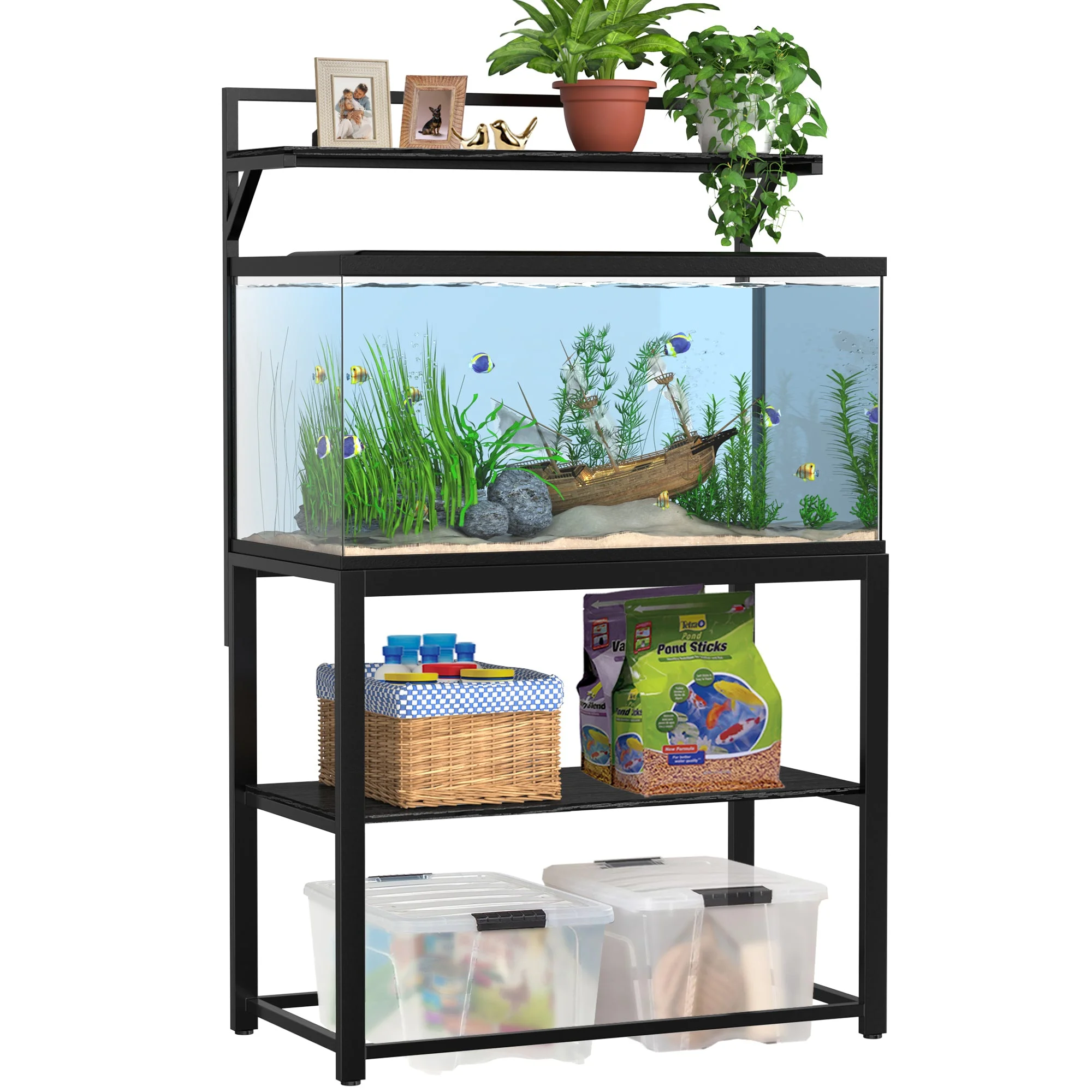GDLF 40-50 Gallon Fish Tank Stand with Plant Shelf Aquarium Stand with Storage Shelf - Curated Treasures Market
