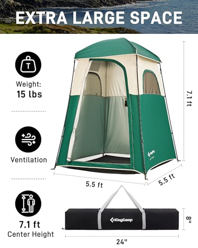 KingCamp Shower Tent, Portable Privacy Tent Outdoor Camping 1/2 Room Toilet Tents with Shower Bag & Dressing Room for Travel Beach Tailgate