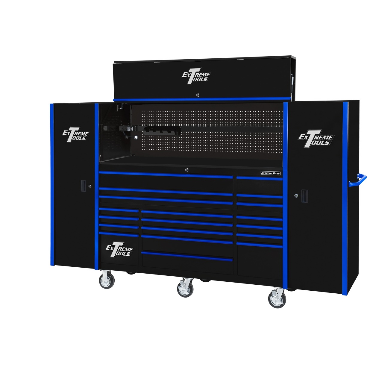 Extreme Tools 72 x 25 19 Drawers Roller, Hutch & 2 Side Lockers Combo