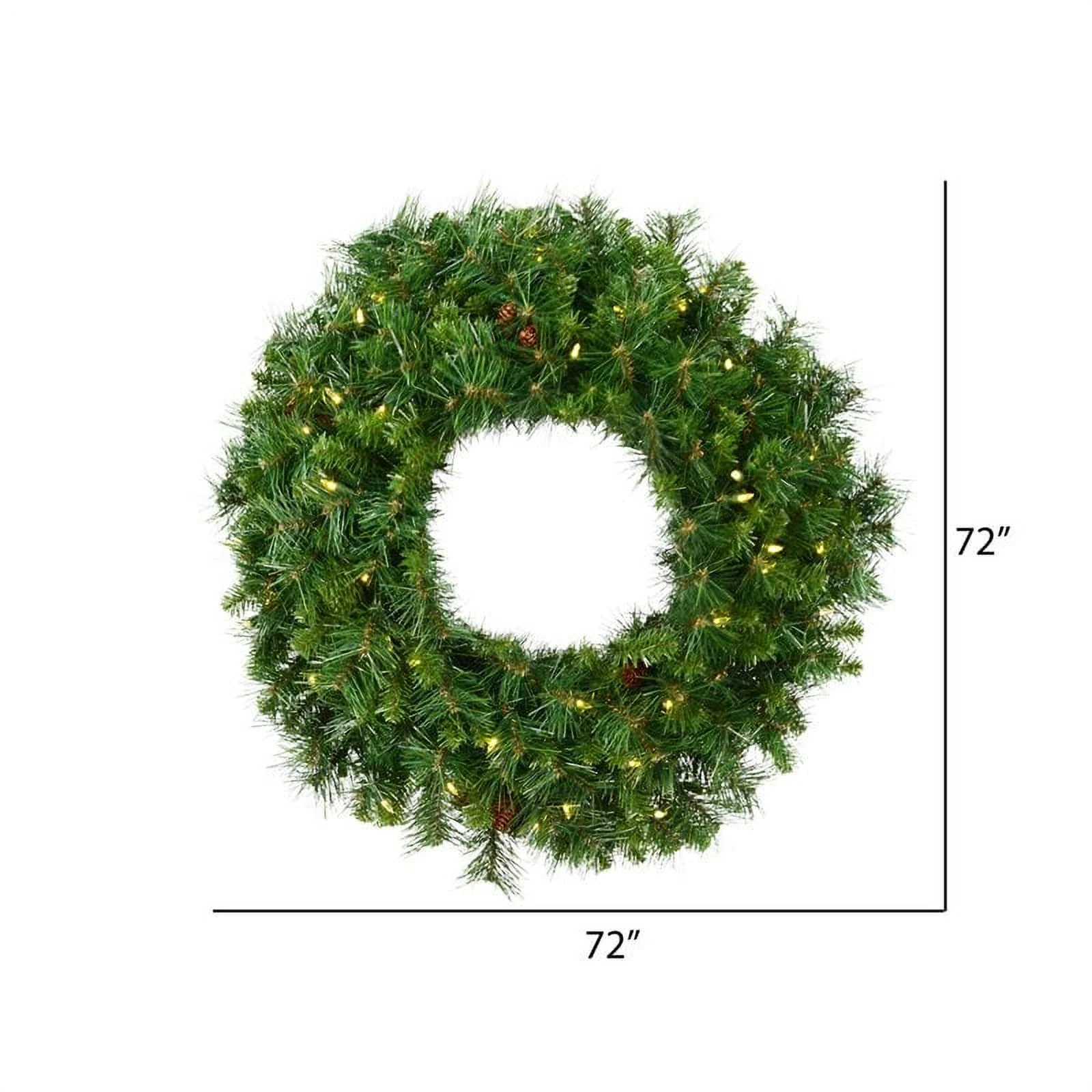 Vickerman 72" Cheyenne Pine Wreath 400 Warm White LED