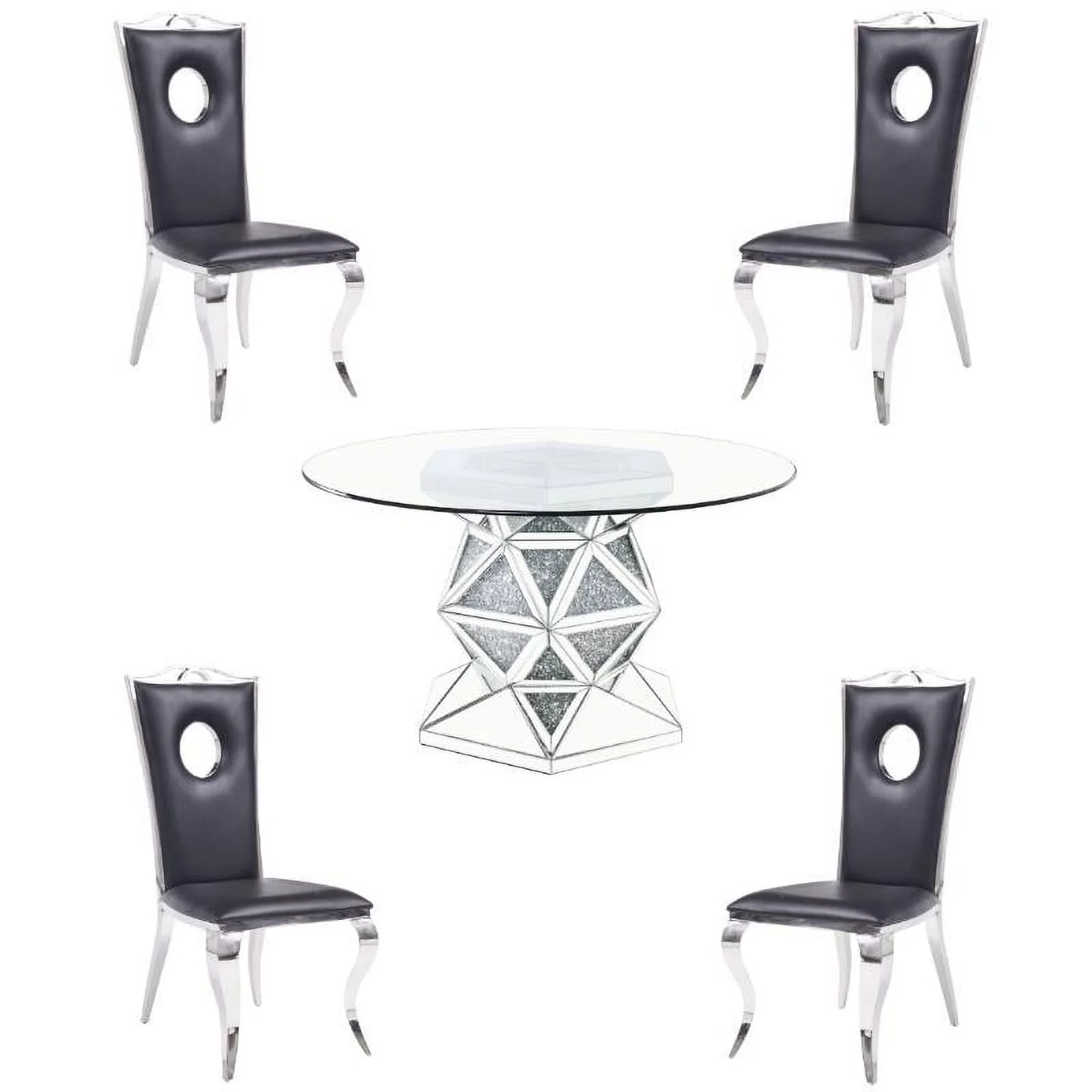 Home Square 5-Piece Set with Dining Table & 4 Stainless Steel Side Chairs