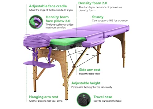 Luxton Home Premium Foam Massage Table Portable Foldable Massage Bed Height Adjustable