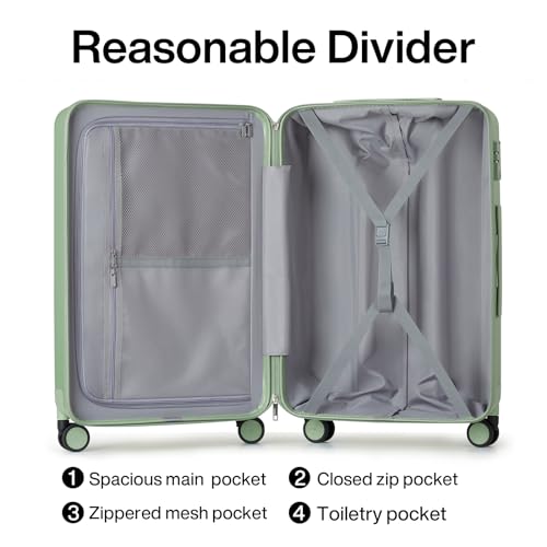 Hanke 29 Inch Luggage Suitcases With Spinner Wheels Lightweight PC hardside Rolling Suitcase With Travel Lock, Checked-Large 29-Inch(Blackish Green)