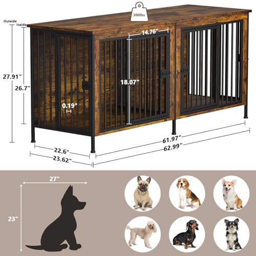 EasyCom 39.96" XL Wooden Large Dog Crate Furniture for Medium and Large Breed