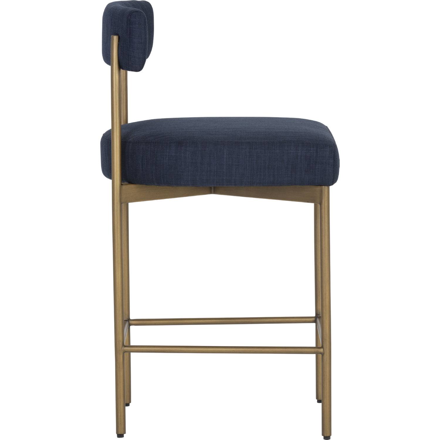 Sunpan Seneca Counter Stool - Antique Brass - Arena Navy