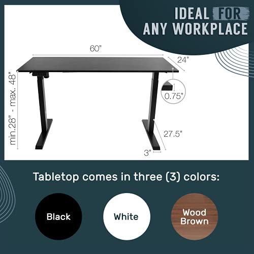 TechOrbits Electric Standing Desk Frame 60 x 24 Inch Tabletop