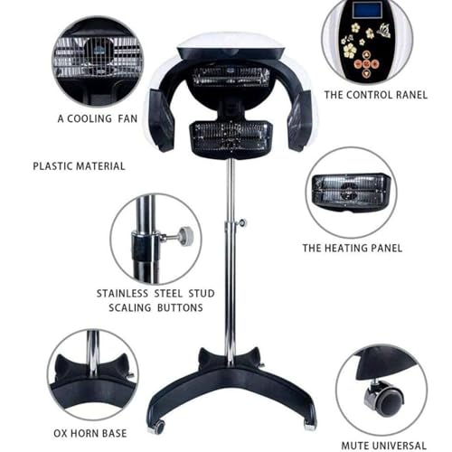 Hair Color Processor Wall Mount Hair Dryer Processor, 800W Salon Rolling Hood Hair Dryer