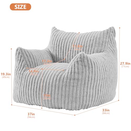 Giant Bean Bag Chairs for Adults with Filling Plush Fluffy Bean Bag Chairs for Teens with Armrests Comfy BeanBag Lazy Couch Sofa Chair for Bedroom