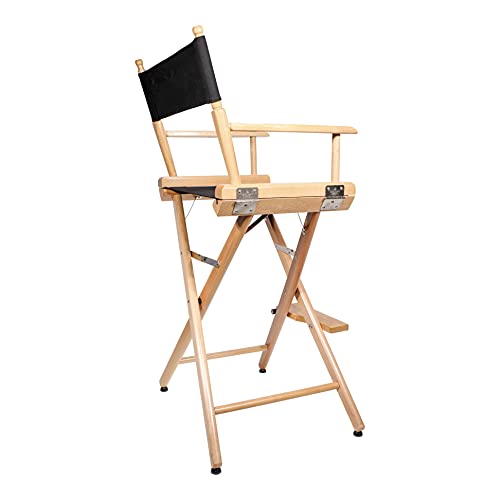 Filmcraft Professional Grade Studio Director's Chairs (30" Bar Height, Natural Finish, Black Nylon Canvas)