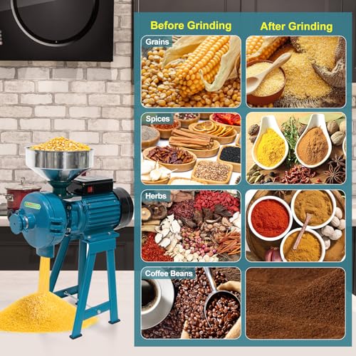 NAIZEA Grain Mills Wet Dry Cereals Grinder, Electric Grain Mill Grinder Corn Mill, Heavy Duty 3000W 110V Commercial Grain Grinder Machine
