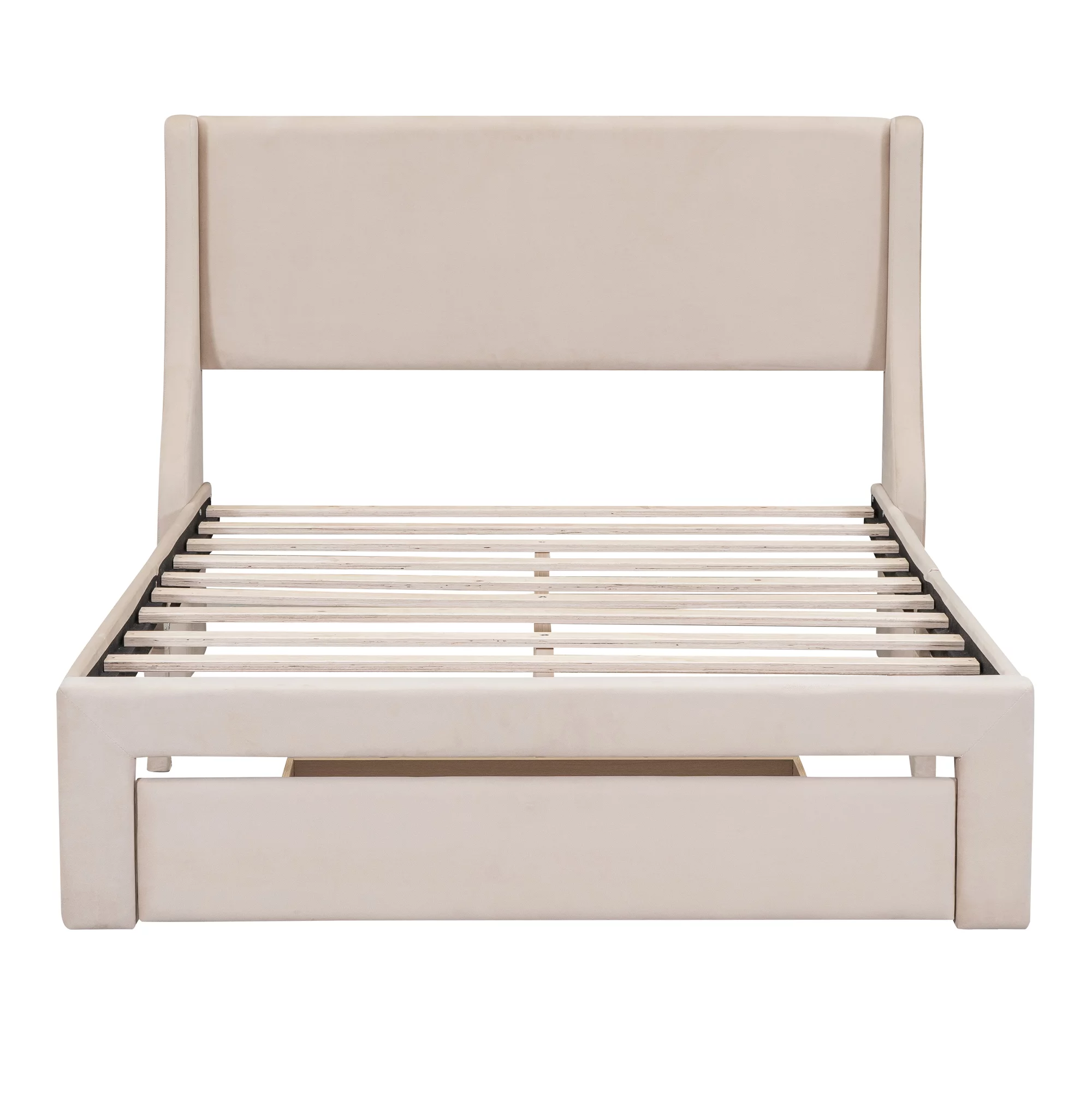 Sesslife Full Bed Frame with Storage, New Upgraded Velvet Upholstered Platform Bed with Headboard and A Big Drawer, No Box Spring Needed