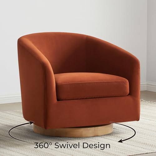 CHITA Swivel Accent Chair, FSC Certified Upholstered Fabric Barrel Chair for Living Room, Fully Assembled, Flax Beige
