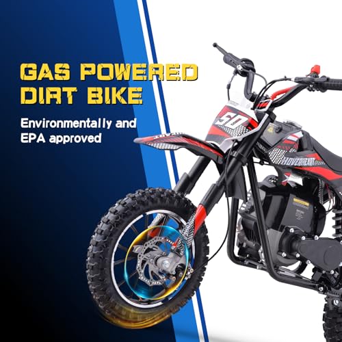 Hoverheart Gas Dirt Bike, 50cc 4-Stroke Gas Powered Kids Off Road Motorcycle (Model-DB4S004) with Off-Road Tire, Suspensions, Disc Brakes