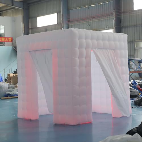 SAYOK Portable Inflatable Photo Booth Enclosure (White, Two Doors, 8.2x8.2x8.2ft), Photo Booth Tent with Air Blower and Remote Controller