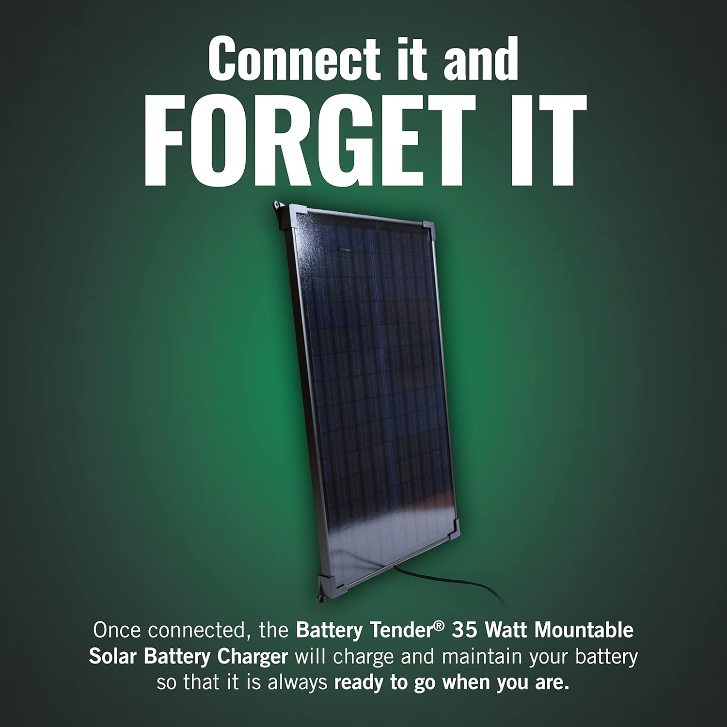 Battery Tender 35 Watt Solar Battery Charger with Charge Controller, Mountable and IP67 Weatherproof Solar Panel