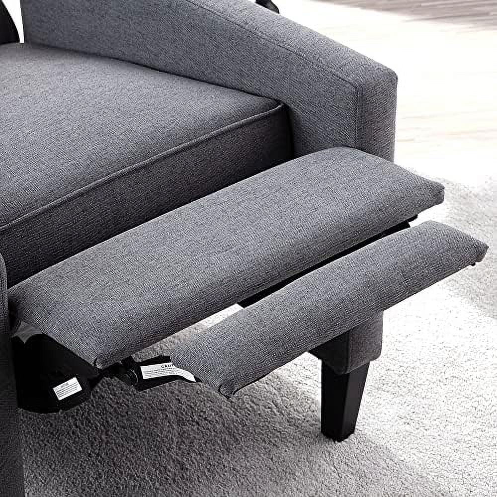 TJUNBOLIFE Pushback Recliner Chair Comfy Wingback Recliner Sofa Chair with Adjustable Backrest Tufted Fabric Accent Armchair with Vintage Rivets Trim