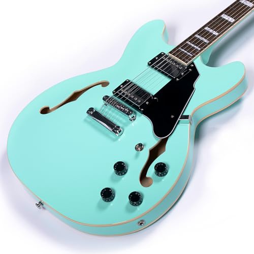 Redid Semi-Hollow Body Electric Guitar RD-100 Jazz Guitar with F-Hole,Maple neck,humbucker Pickups(Brown)