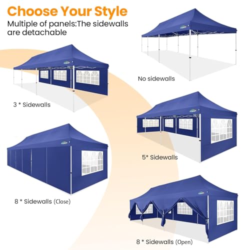10x10 Pop Up Canopy Tent with 4 Sidewalls and Mesh Windows 2.0