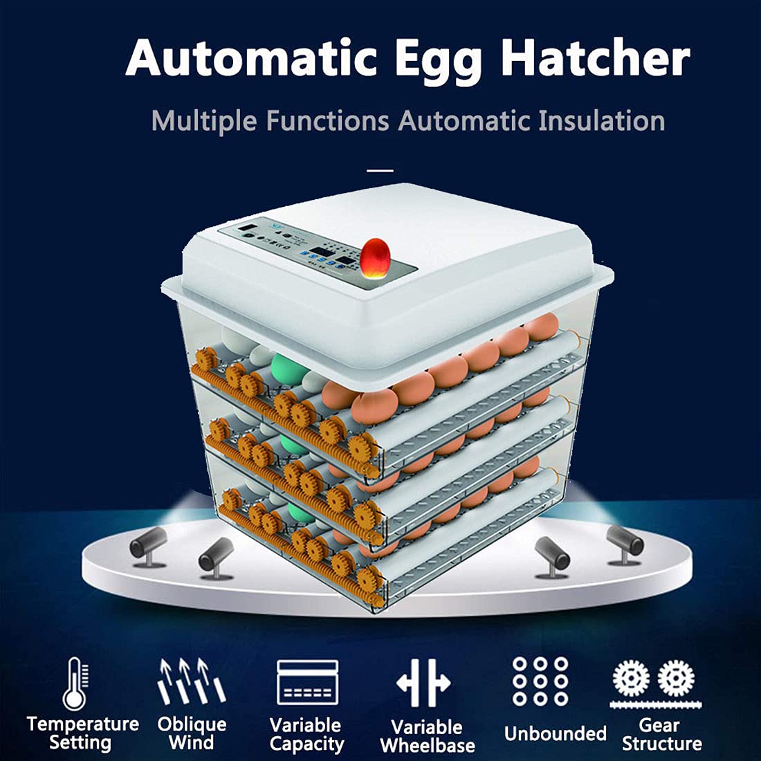 JAEDO 170 Egg Incubator Poultry Hatcher with Fully Automatic Egg Turning and Temperature Humidity Control for Chickens Ducks Goose Birds
