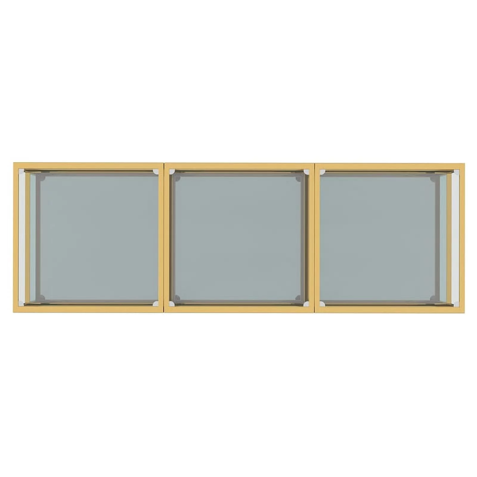 Casini 3-Piece Contemporary Metal and Glass Coffee Table Set in Gold