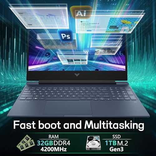 HP Victus 15 Gaming Laptop,Intel Core i7-13620H(10C/16T), NVIDIA GeForce RTX 4060,15.6“FHD Display Laptop Computer,32GB RAM 2TB NVMe SSD with Webcam