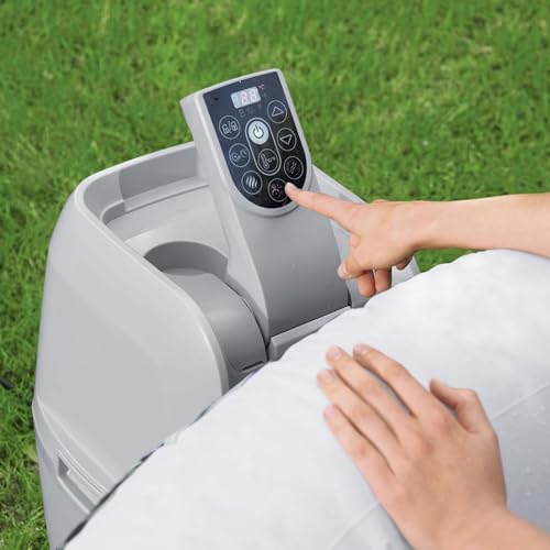 Bestway SaluSpa Aruba AirJet 2 to 3 Person Inflatable Hot Tub, 67 x 26 Inch Round Portable Outdoor Spa with 110 Soothing Jets and Cover, Gray