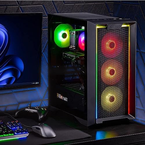 Skytech Nebula Gaming PC Desktop, Ryzen 5 5600 3.5 Ghz (4.4GHz Turbo Boost), NVIDIA RTX 3050 6GB GDDR6, 1TB SSD, 16GB DDR4 RAM 3200, 650W Gold PSU