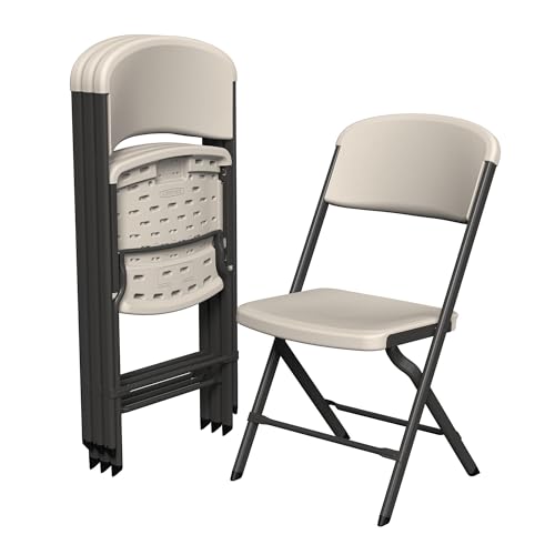 Lifetime Folding Chairs, Heavy Duty Foldable Chair Contoured for Comfort, 4-Pack