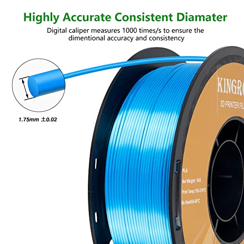 Kingroon Silk PLA Bundle 3D Printer Filament, Dimensional Accuracy +/- 0.03 mm, 10 kg Spool(22lbs)