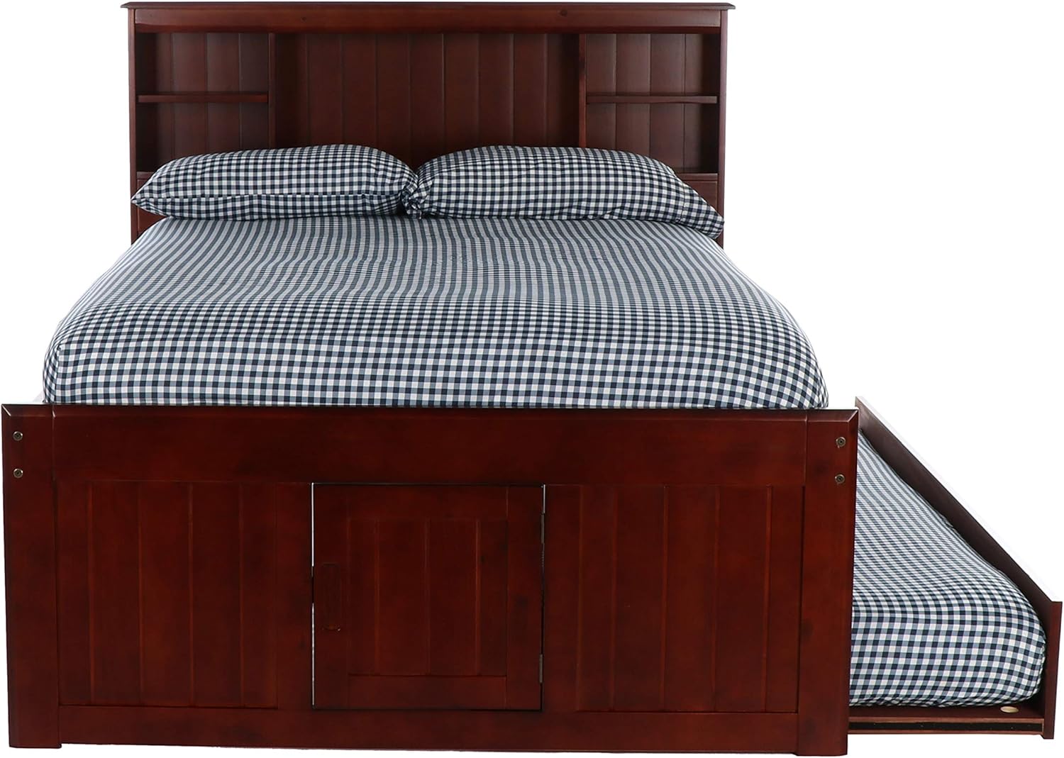 Full Bookcase Bed with 3 Drawers & Trundle Merlot