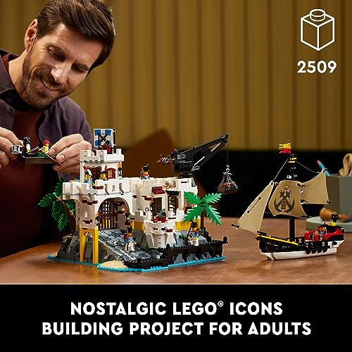 LEGO Icons Eldorado Fortress Building Kit, Pirate Gift, Includes Pirate Ship and 8 Minifigures