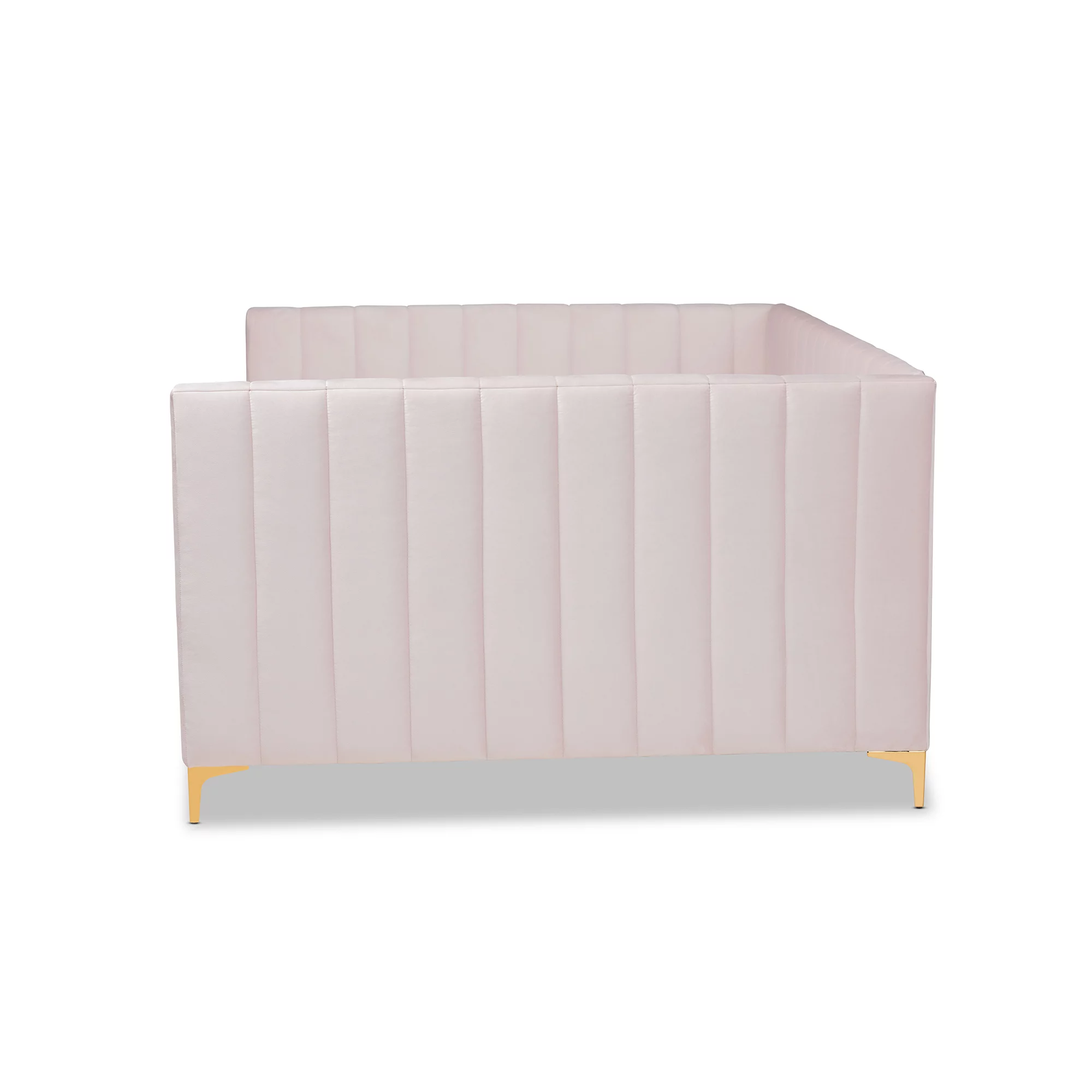 Baxton Studio Oksana Modern Contemporary Glam and Luxe Light Pink Velvet Fabric Upholstered and Gold Finished Full Daybed