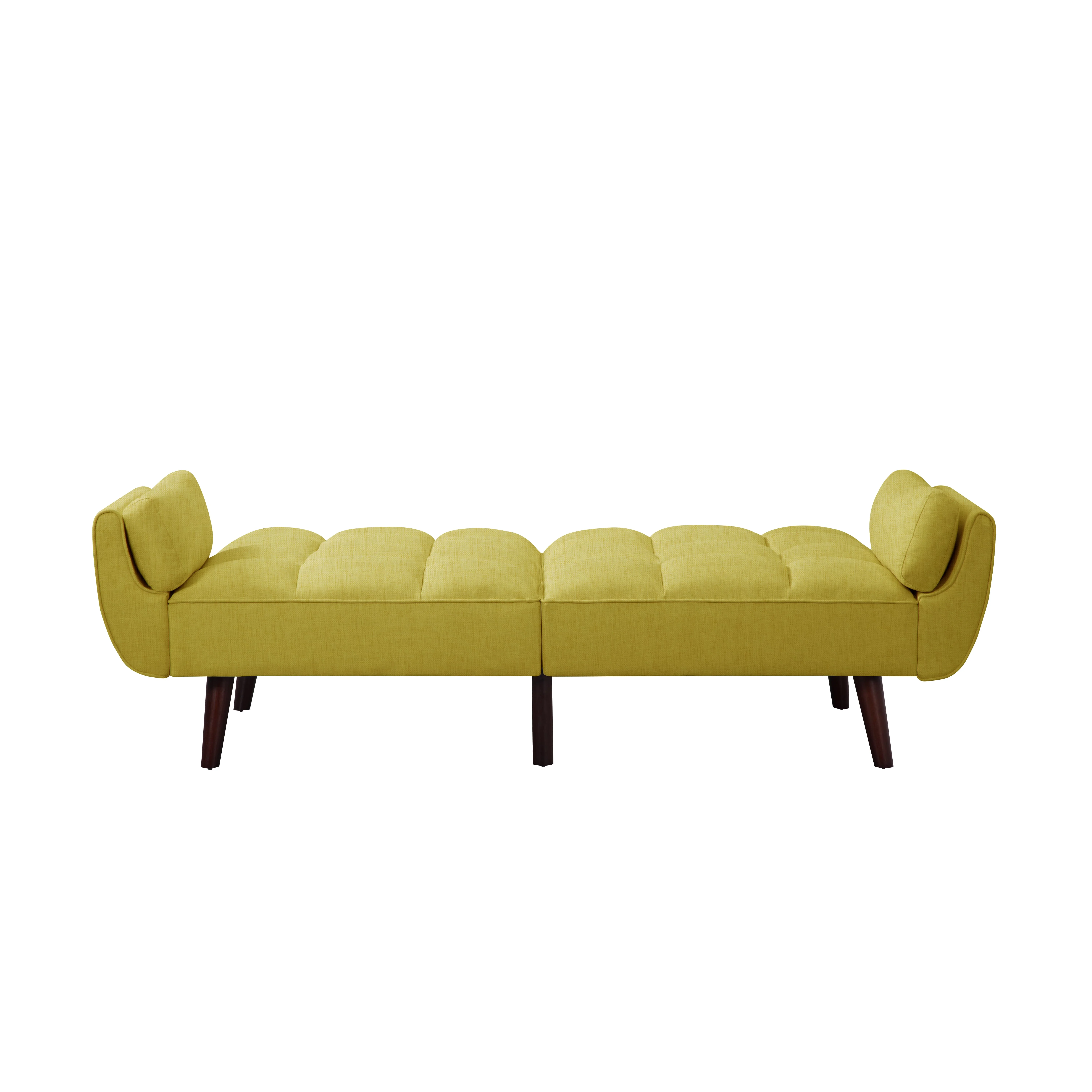 BSHTI 74.4 inch Foam Futon Sofa Bed,Converted Futon Sofa Sleeper with 2 Pillows for Livingroom(Yellow)