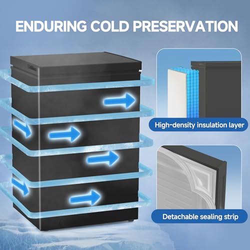 BANGSON 3.5 Cu.Ft Chest Freezer, Compact Deep Freezer with Removable Basket, Adjustable Thermostat, Energy-Saving