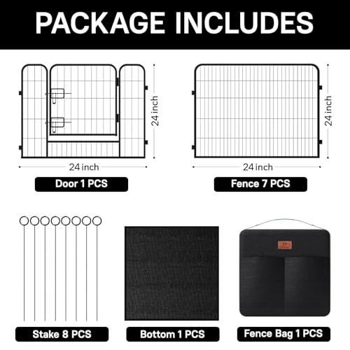 PJYuCien Dog Playpen Plus Storage Bag, 32" H 8 Panels Puppy Pen with Square Bottom, Heavy Duty Dog Fence for Puppies/Small Dogs