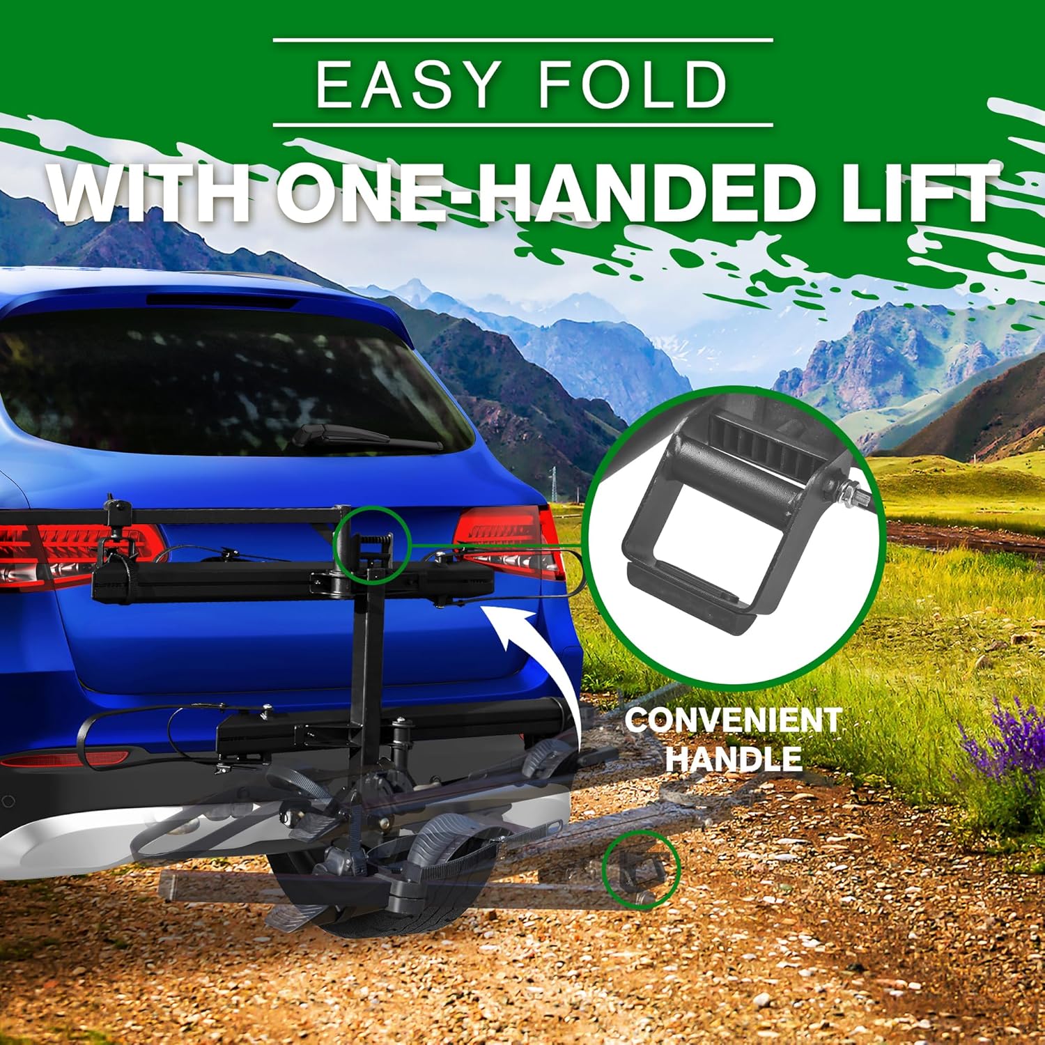 Young E-Bike Rack Hitch Mount Platform Style for Cars Trucks SUVs Minivans RV, fits E-Bike with Up to 5-inch Fat Tire, 200 lbs Capacity