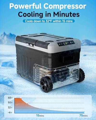 Car Fridge Portable 12 Volt Refrigerator - 53 Quart(50L) Electric Cooler with 12/24V DC&110-240V AC for Truck Van RV Camper SUV