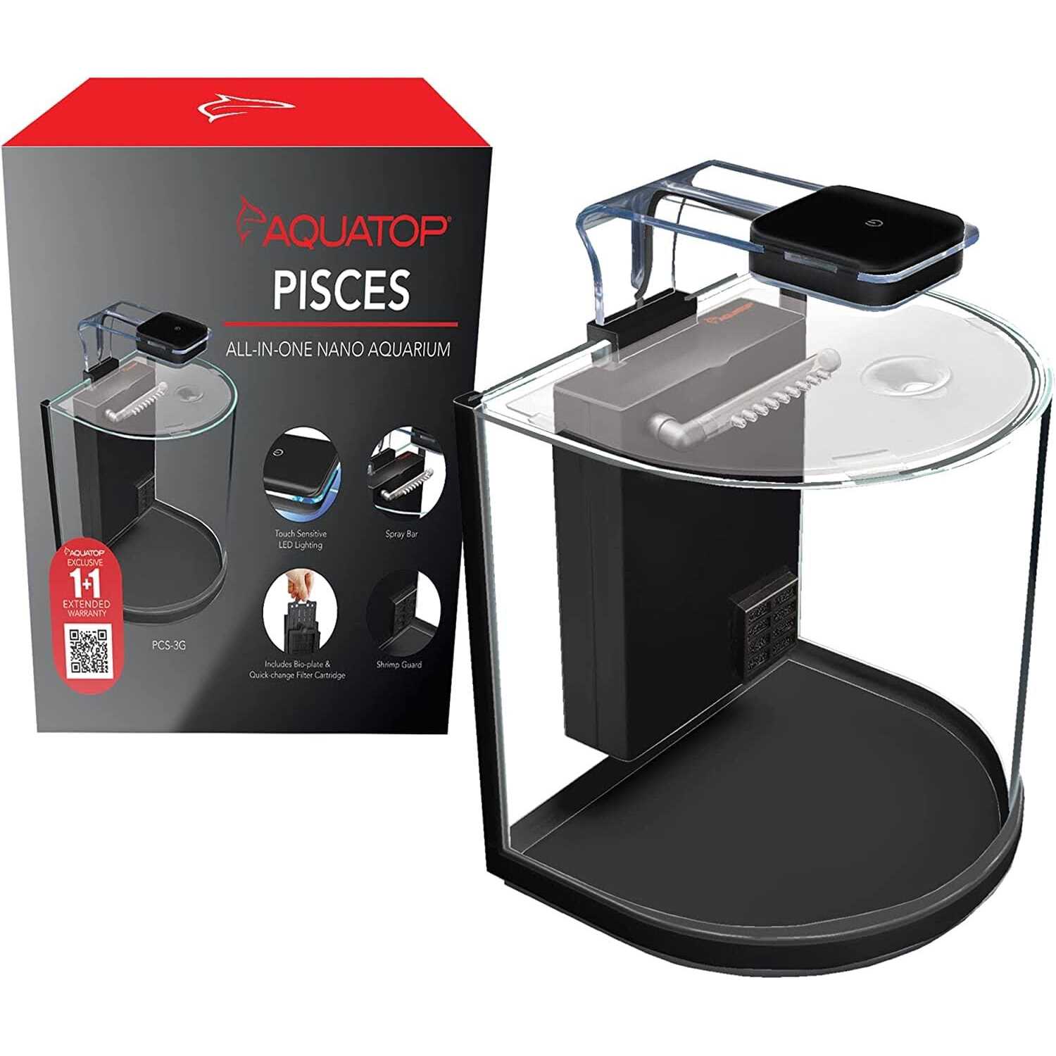 Aquatop Pisces Nano Bowfront Glass Aquarium - Pet Supplies online store