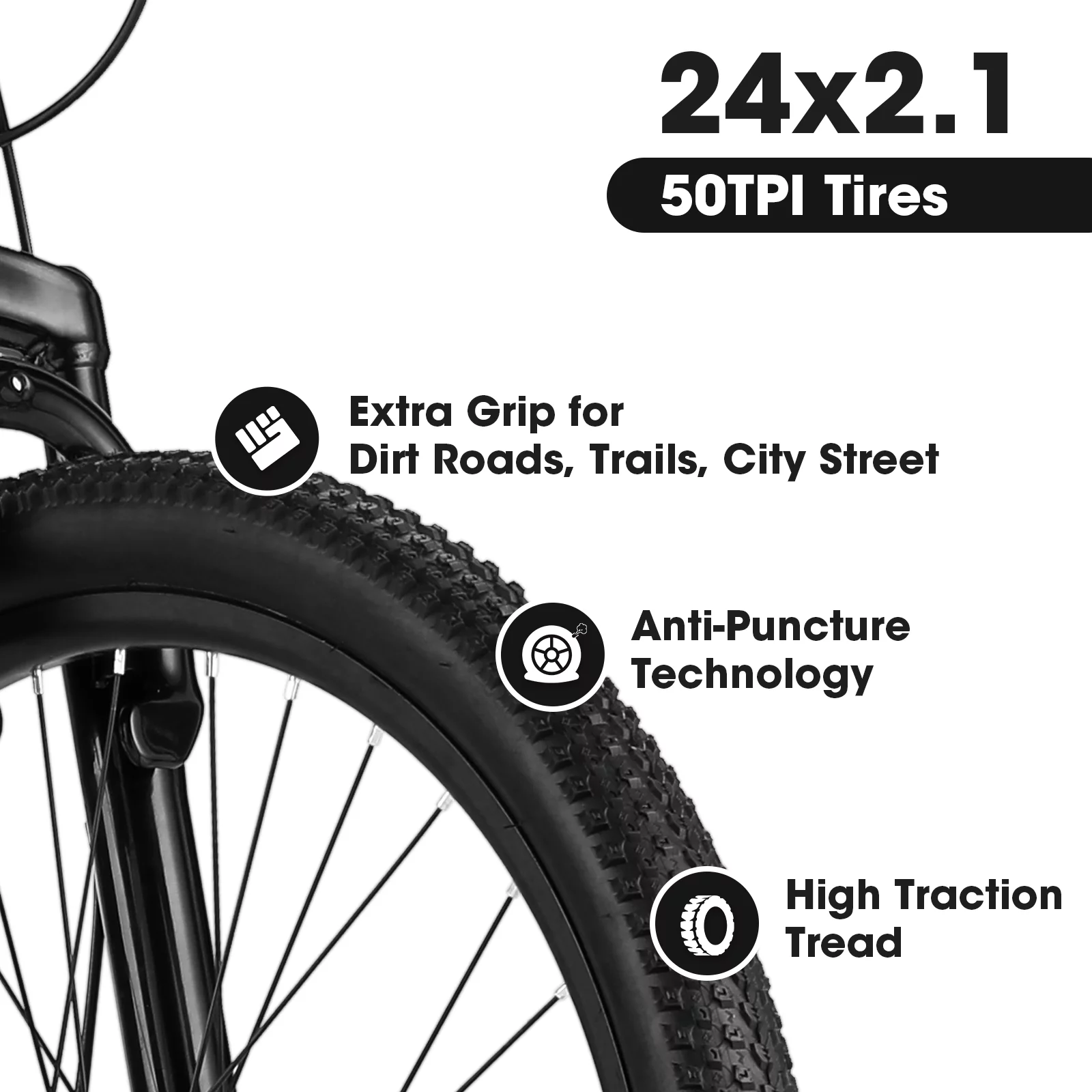S24103 24 inch Mountain Bike for Teenagers Girls Women, Shimano 21 Speeds Gear MTB with Dual Disc Brakes and 100mm Front Suspension, White