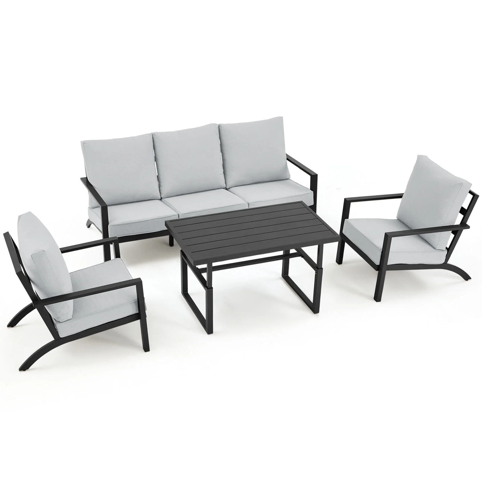 AECOJOY Aluminum Patio Furniture Set Modern Metal Outdoor Patio Furniture Clearance, Adirondack Patio Conversation Sets for Lawn, Backyard