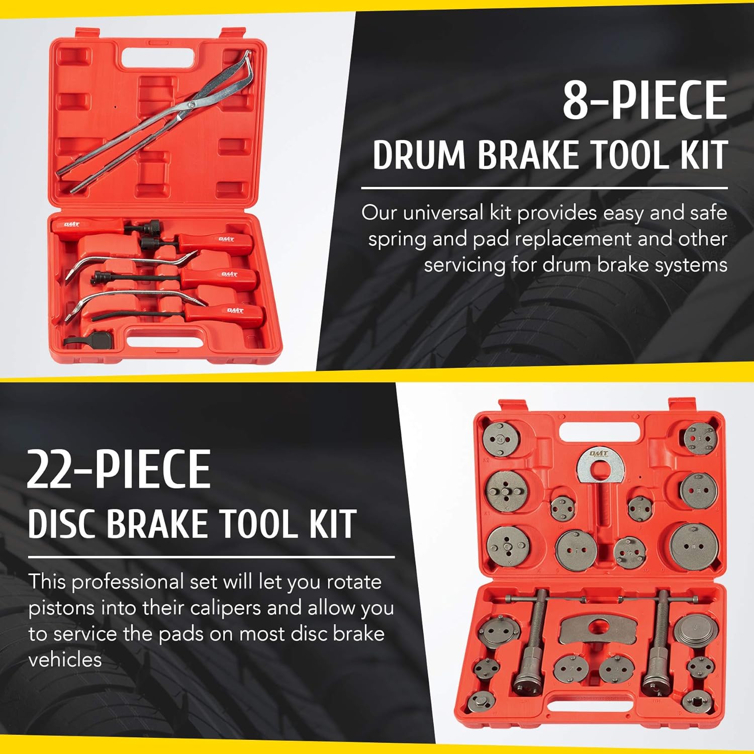 30pc Brake Tool Kit, 8pc Drum Brake Tool Kit and 22pc Brake Caliper Compression Tool, Drum Brake Tool for Drum Brake Repair and Adjustment