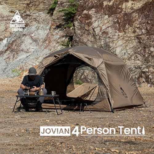 OneTigris JOVIAN 4 Person Camping Tent 3 Season Family Shelter Easy Setup Outdoor Backpacking with 2000mm Outer Rainfly