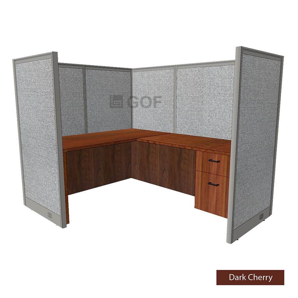 GOF 1 Person Workstation Cubicle (C-6’D x 6’W x 5’H) / Office Partition, Room Divider (60"H Cubicle with Desk, Artisan Grey)
