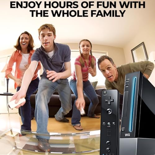 Nintendo Wii Console Bundle Black- With Wii Console Black, 2 Remotes & 2 Nunchuks Fully Compatible, Charging Dock, 2 Rechargeable Batteries