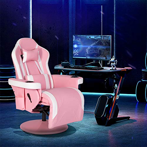 Modern-Depo Gaming Recliner Chair with Speakers, Massage, High Back, Cupholder, Headrest, Lumbar Support