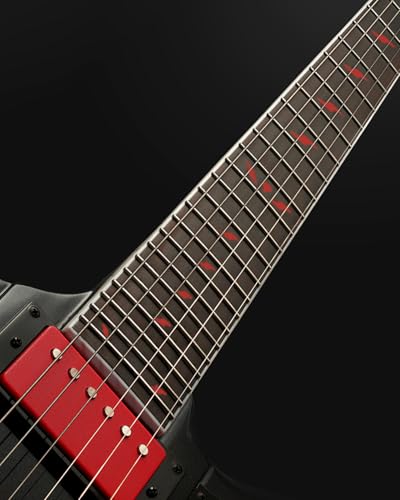 WestCreek Mirage Solid Body Electric Guitar, Mahogany Body, Maple Neck, Ebony Fretboard, Rounded End Frets, Bone Nut, 24 Frets (Black)