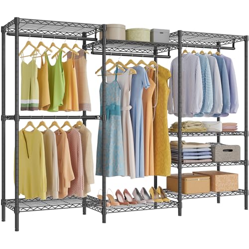 VIPEK V5 Portable Closet Wardrobe Heavy Duty Clothes Rack, Freestanding Clothing Rack with 4 Hang Rods & 8 Shelves, Adjustable Closet Racks