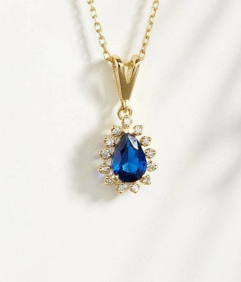 Teardrop Blue Sapphire Necklace- Sterling Silver Sapphire Necklace Sapphire Bridal Necklace- September Birthstone- Anniversary Birthday Gift