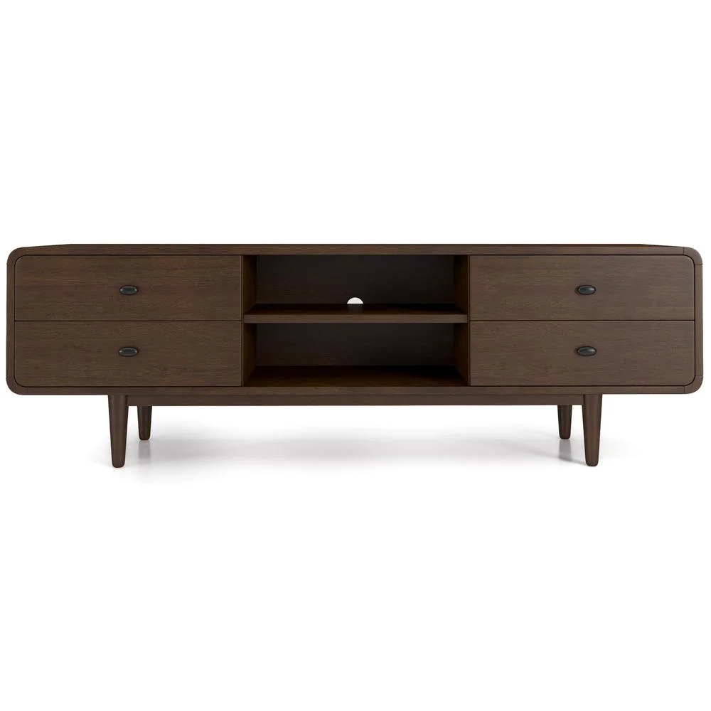 Stafford Mid-Century Modern Solid Wood Brown Tv Stand for 35/72 inch TV