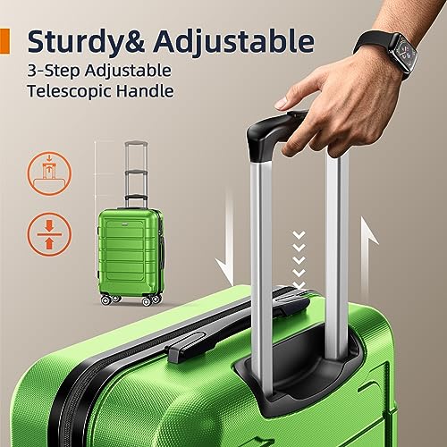 SHOWKOO Luggage Sets Expandable PC+ABS Durable Suitcase Double Wheels TSA Lock Black